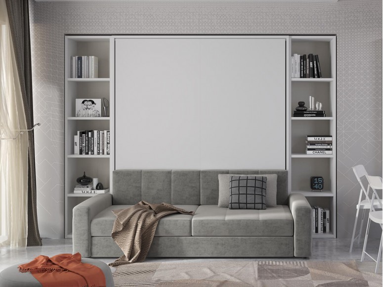 Miami-style design showcasing the Milano Queen Murphy bed with furniture set.