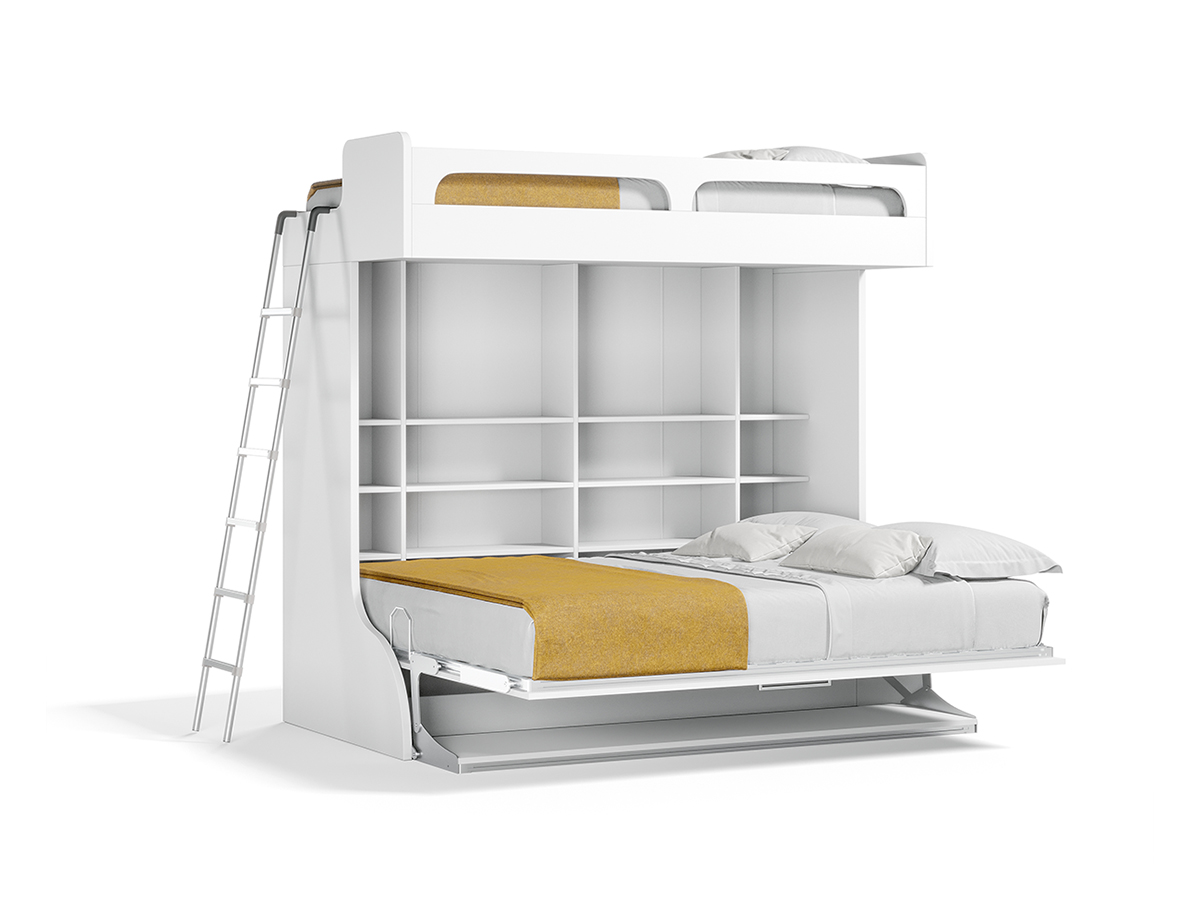 Twin Over Full Murphy Wall Bunk Bed, Twin Over Desk Bunk Bed