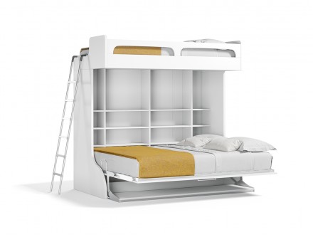 Castello Twin Over Full Wall Bunk Bed with Desk