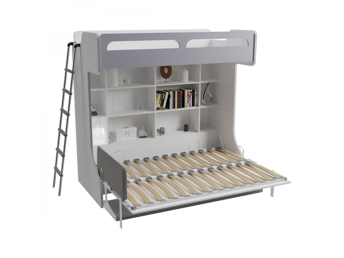 Twin Over Full Wall Murphy Bunk Bed With Table Castello