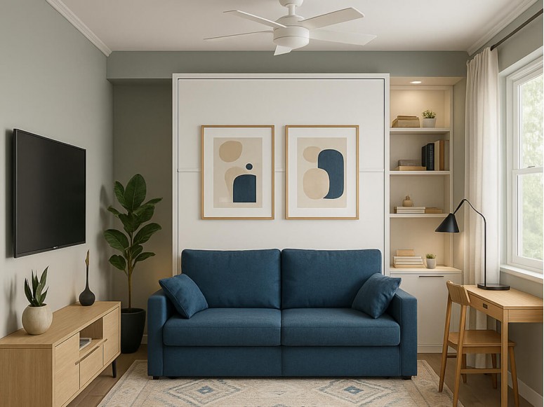 Ft. Lauderdale-style design showcasing the Royal Queen Murphy bed with furniture set.