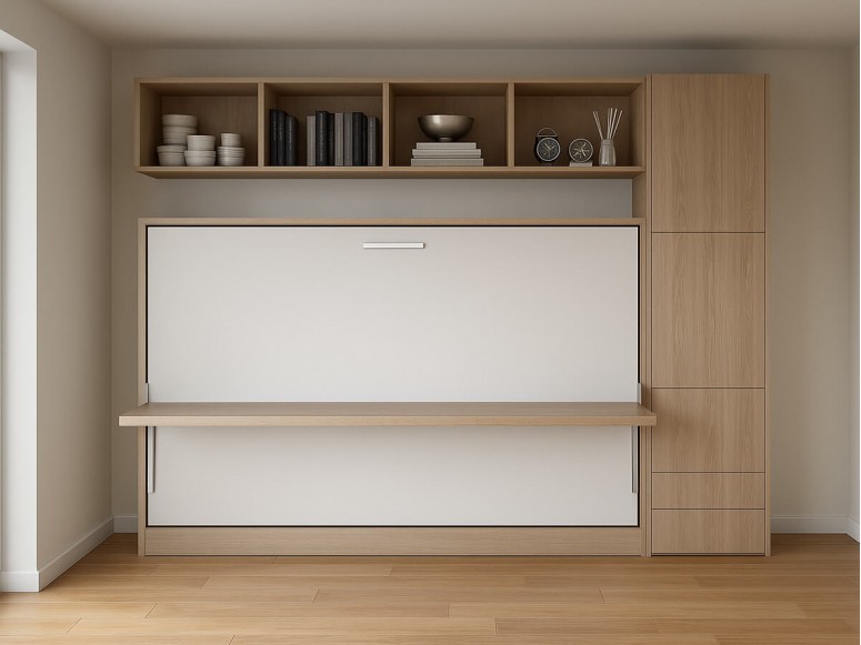 Fort Lauderdale-inspired detail shot of the Spazio - Full Size Wall Bed with Desk.