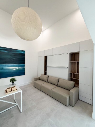 ROYAL Queen Wall Bed with Sectional Sofa Wardrobe and Bookcase