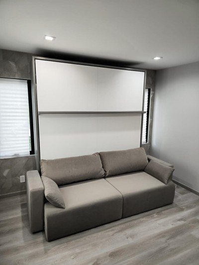 Royal King Murphy Bed with Sectional Sofa