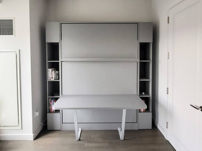Royal Queen Wall Bed With Bookcase Set and Desk