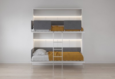 Pensiero Twin Wall Bunk Bed with Lights