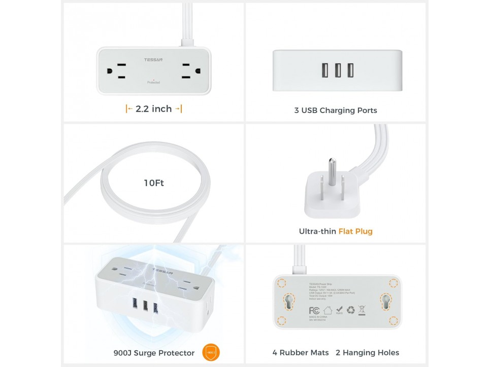 Ultra Thin Flat Plug Extension Cord 10 ft Ultra Thin Flat Plug Extension Cord 10 ft