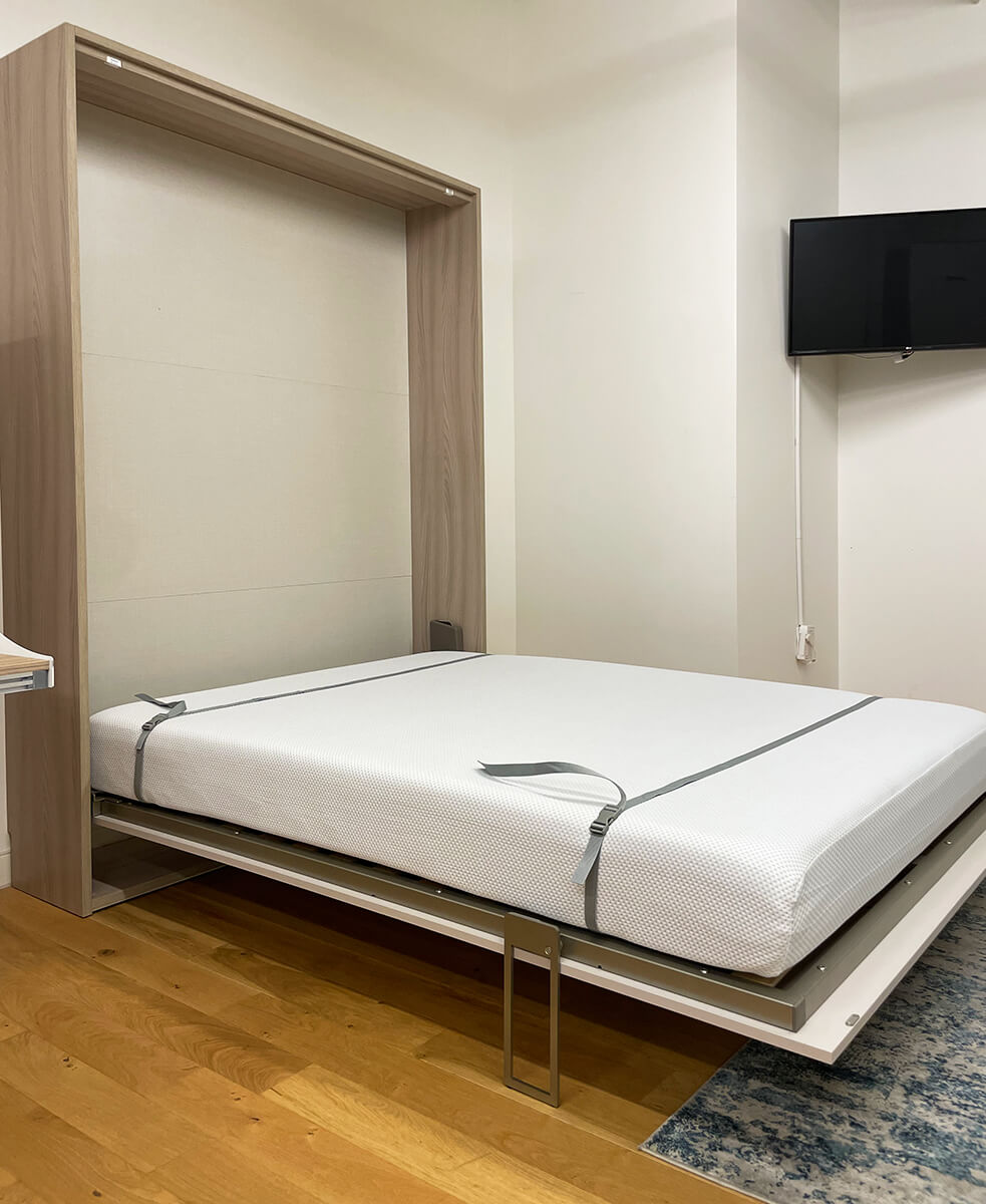 Milano queen wall bed open front view
