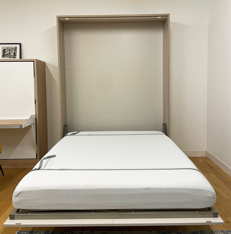 Milano queen wall bed front open perspective