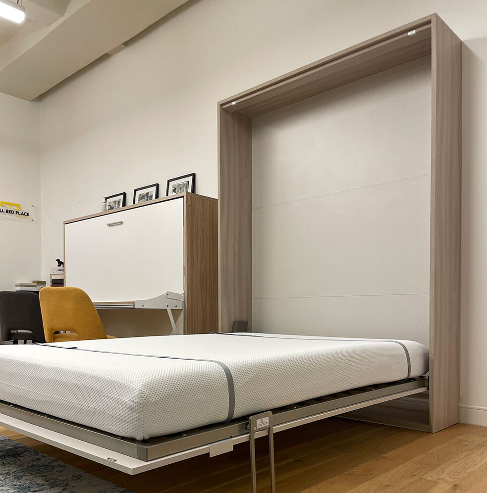 Milano queen wall bed side open perspective