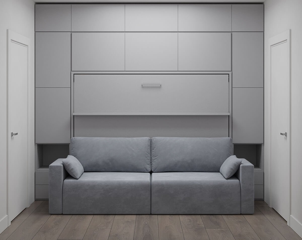 Design Ideas - Royal Horizontal Queen Wall Bed with Sectional Sofa and ...
