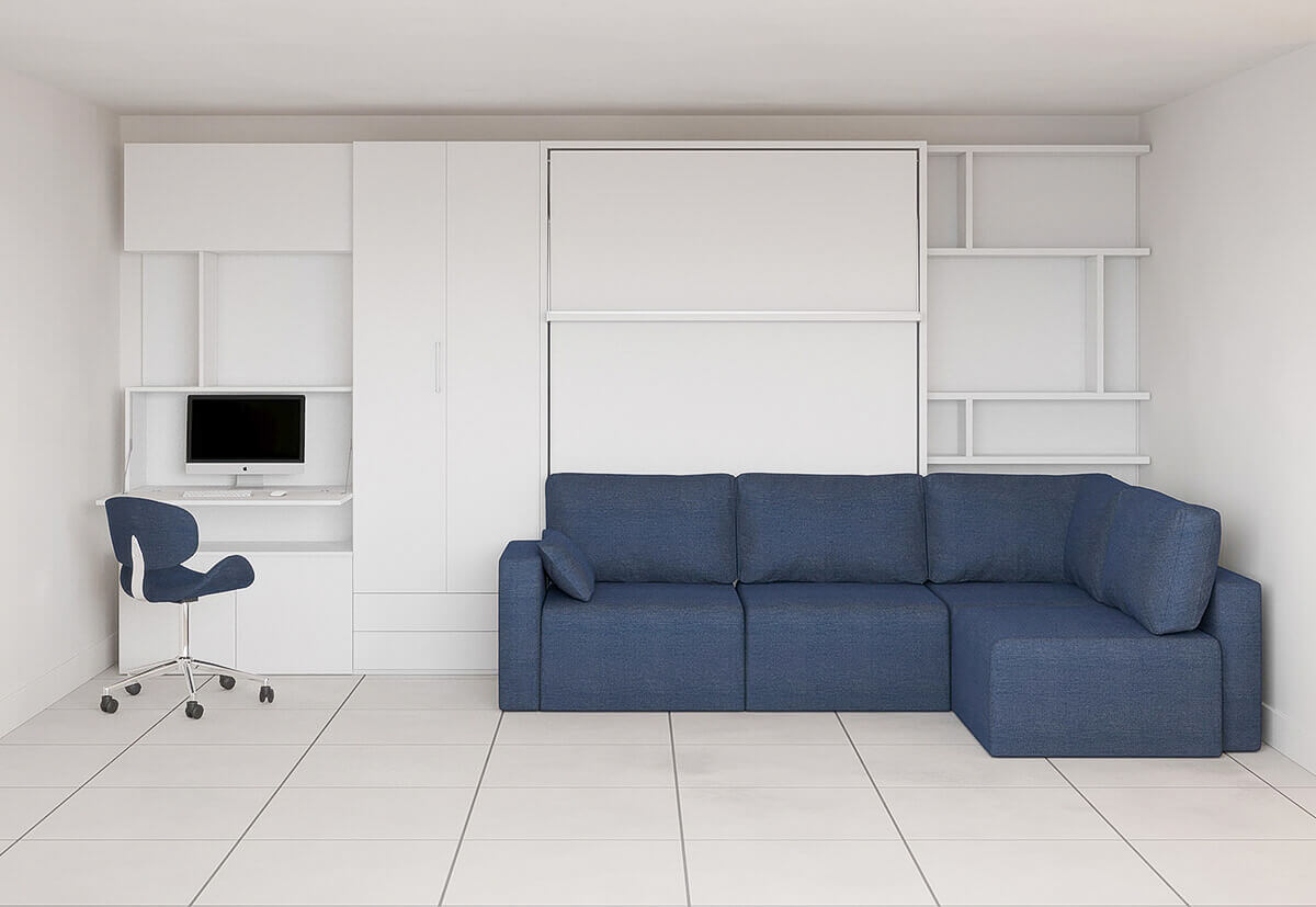Design Ideas - ROYAL Queen Wall Bed with Sectional Sofa, Wardrobe and ...